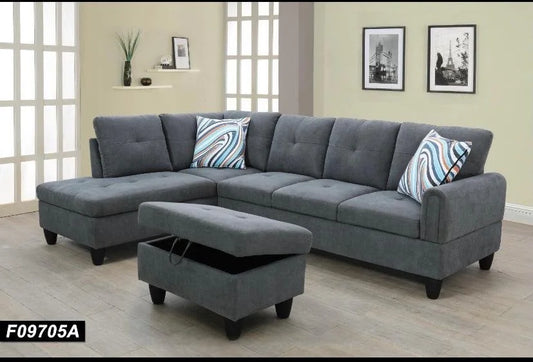 Brand New Small Fabric Sectional with Ottoman (2 Colors)