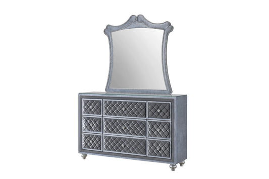 Glam 9-Drawer Dresser with Tufted Drawer Fronts (Optional Mirror)