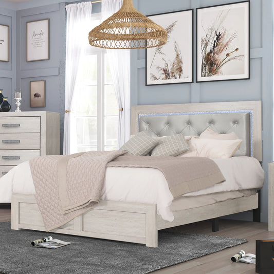 Brand New Queen Size 4pc Bedroom Set w/LED Headboard