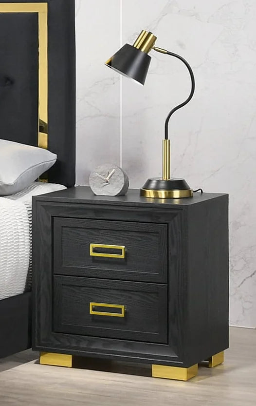 Brand New Black Nightstand w/Gold Trim