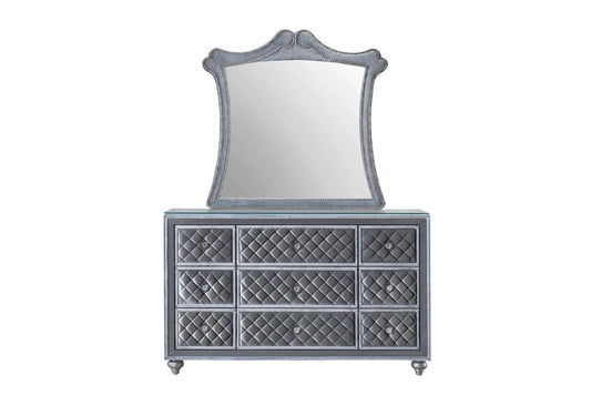 Glam 9-Drawer Dresser with Tufted Drawer Fronts (Optional Mirror)