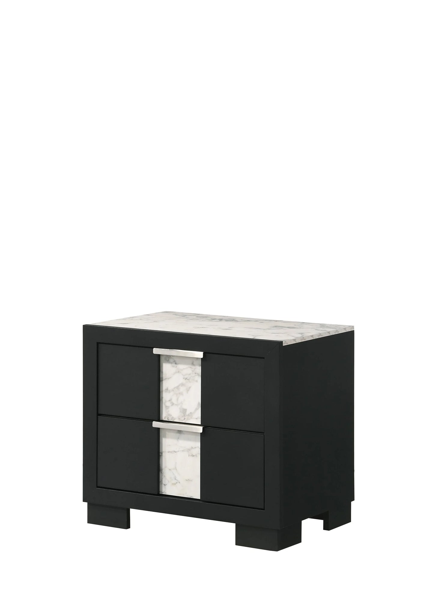 Brand New Black Nightstand w/White Faux Marble Top