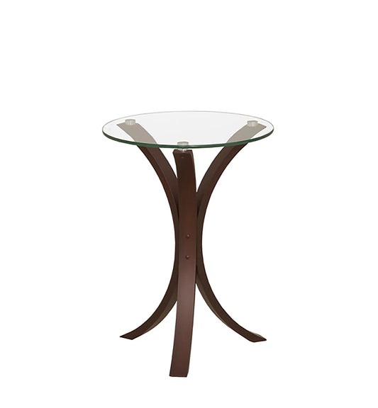 Brand New Espresso Glass Top Accent Table