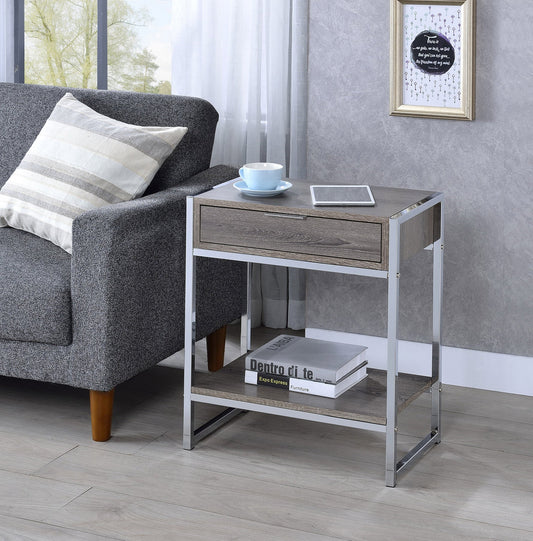 Brand New Grey/Chrome Side Table