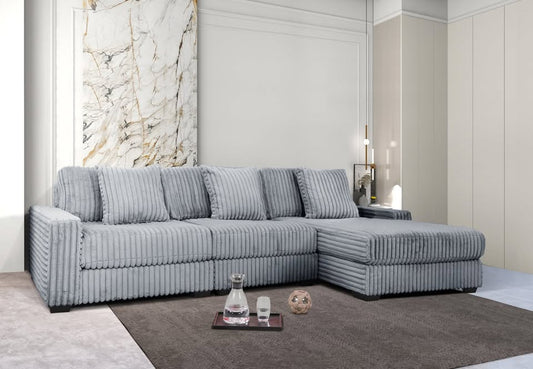 Brand New Grey Jumbo Corduroy Sectional