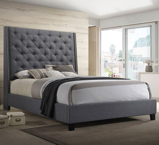 Brand New Grey Linen Fabric Bed