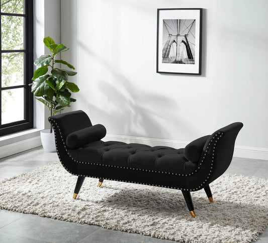Brand New Velvet Arm Bench with 2 Pillows & Nailhead Trim (3 Colors)