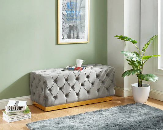 Brand New Velvet Tufted Bench (Black or Grey)