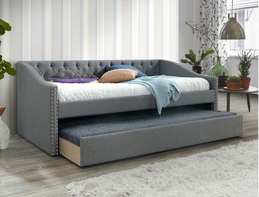 Brand New Grey Linen Fabric Twin Size Daybed With Trundle