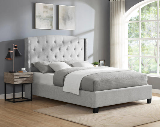 Brand New Light Grey Linen Fabric Bed (Queen or King)