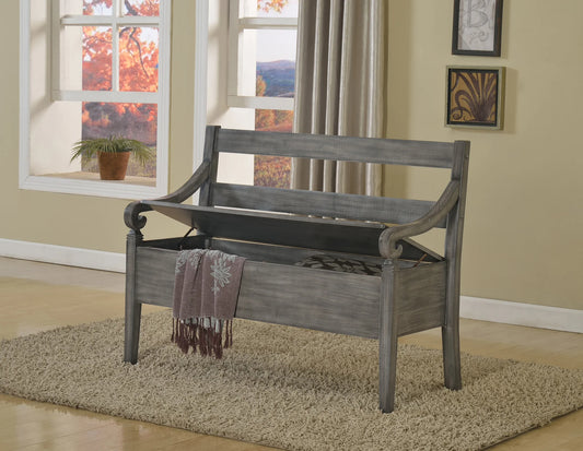 Brand New Grey Wooden Arm Bench with Storage