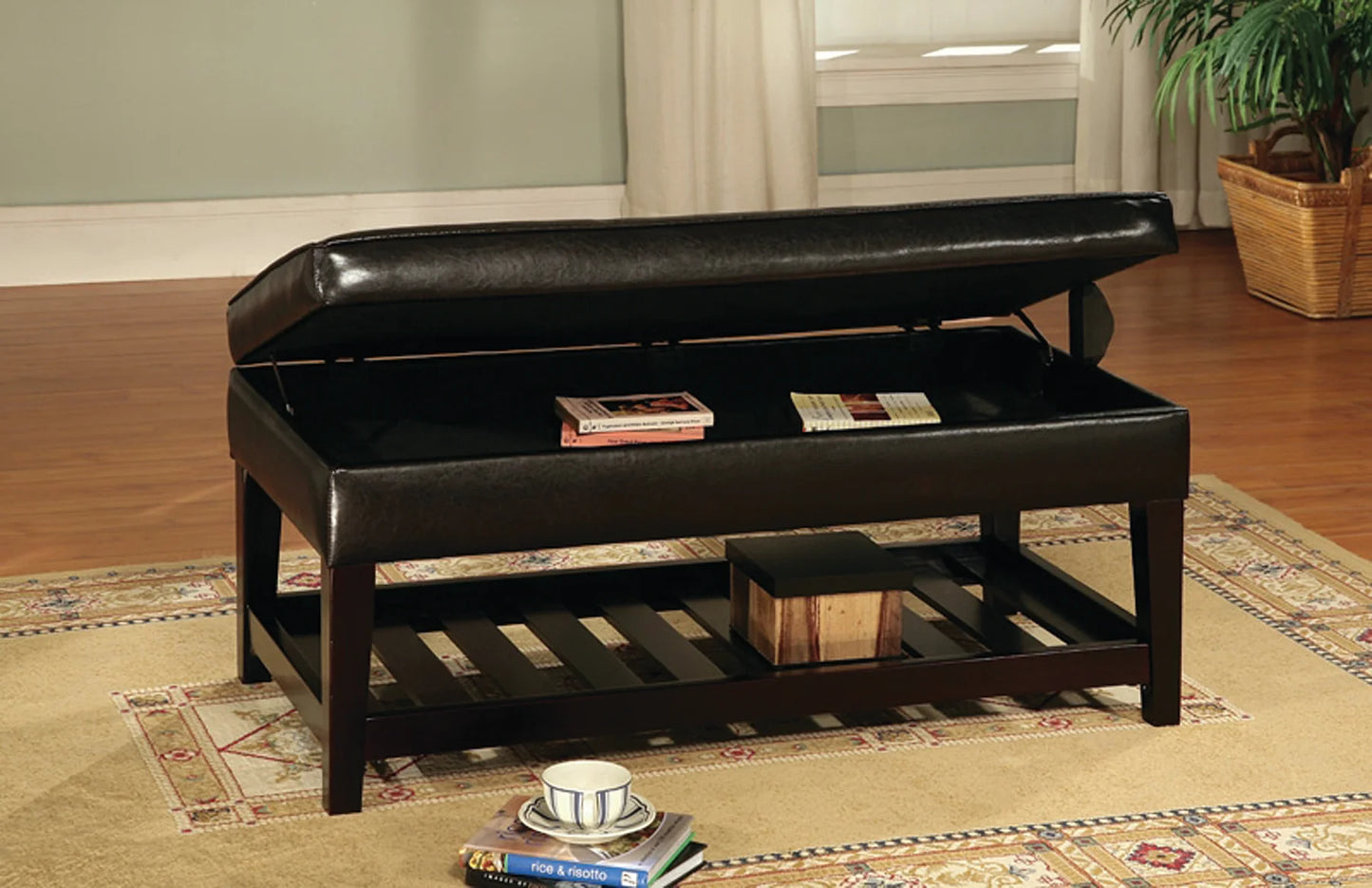 Brand New Espresso Bench with Storage & Shelf