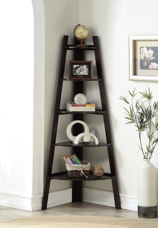 Brand New Espresso Wood Corner Rack