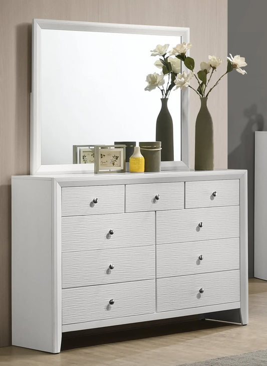 Brand New White Wood Dresser (Optional Mirror)