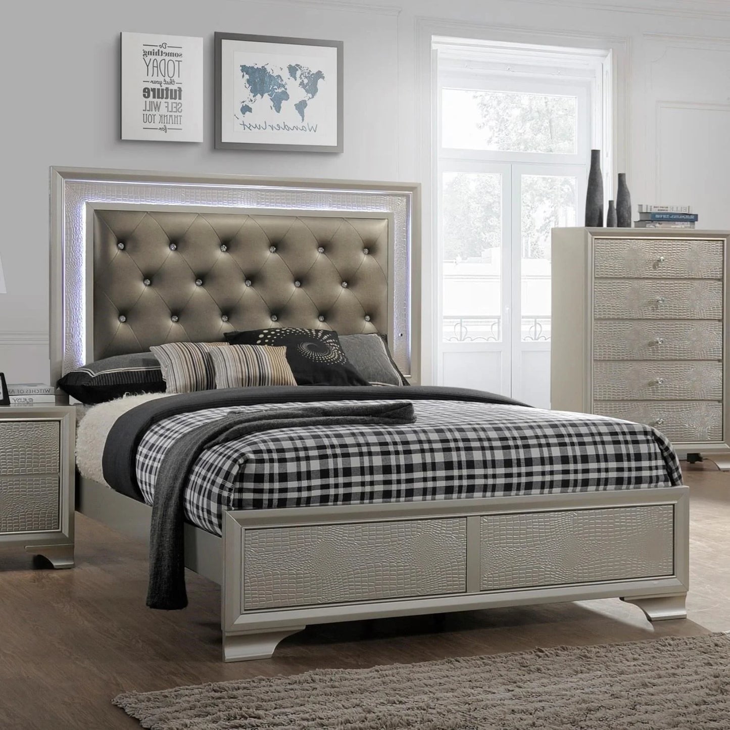 Brand New 4pc Bedroom Set with LED Headboard (4 SIzes)
