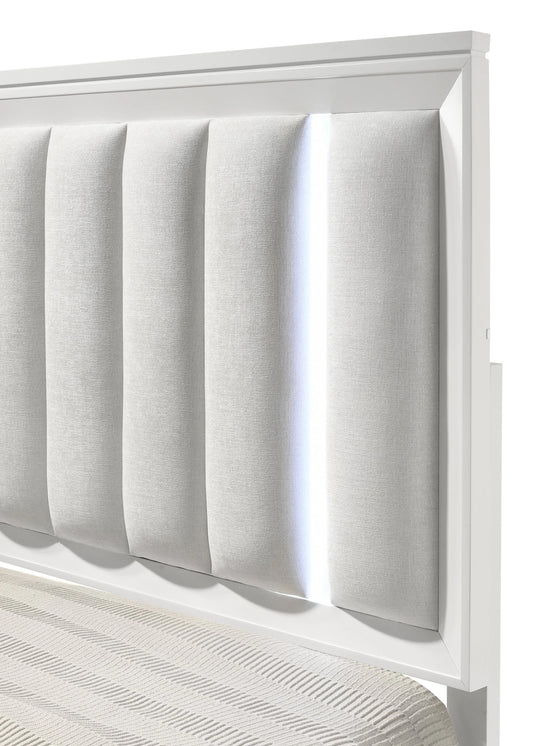 Brand New White Bed w/LED Headboard (Queen or King)