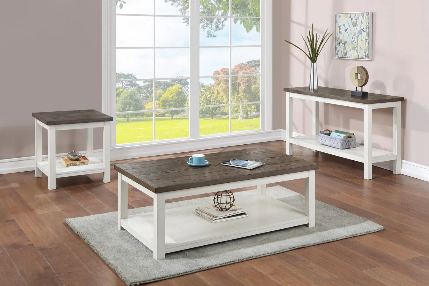 Brand New 3pc Coffee & End Table Set (1-Coffee Table, 2-End Tables)