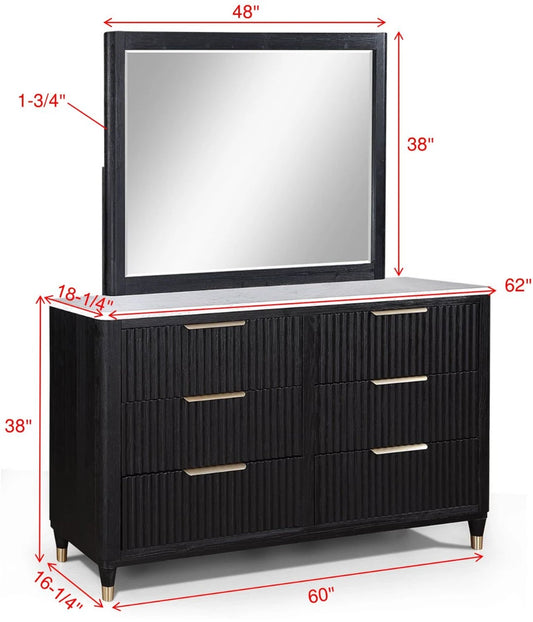 Brand New Black Dresser w/White Faux Marble Top (Optional Mirror)