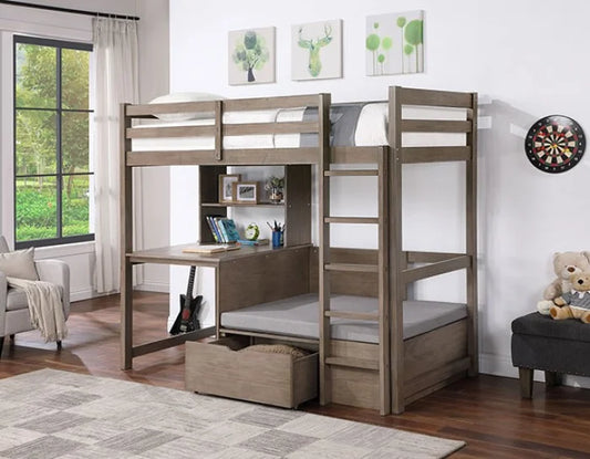 Brand New Warm Gray Twin/Workstation Loft Bed