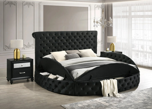Brand New Black Upholstered Storage Bed (Queen or King)