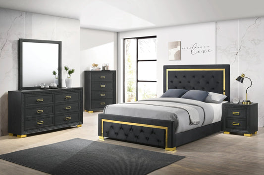 Brand New Dark Grey/Gold 4pc Bedroom Set (Queen or King)