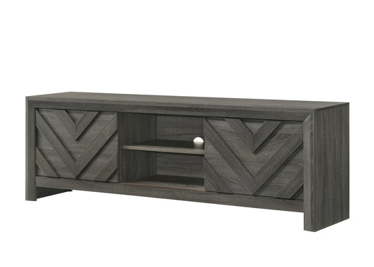 Brand New Grey Rustic 2-Door TV Cabinet with Open Shelves