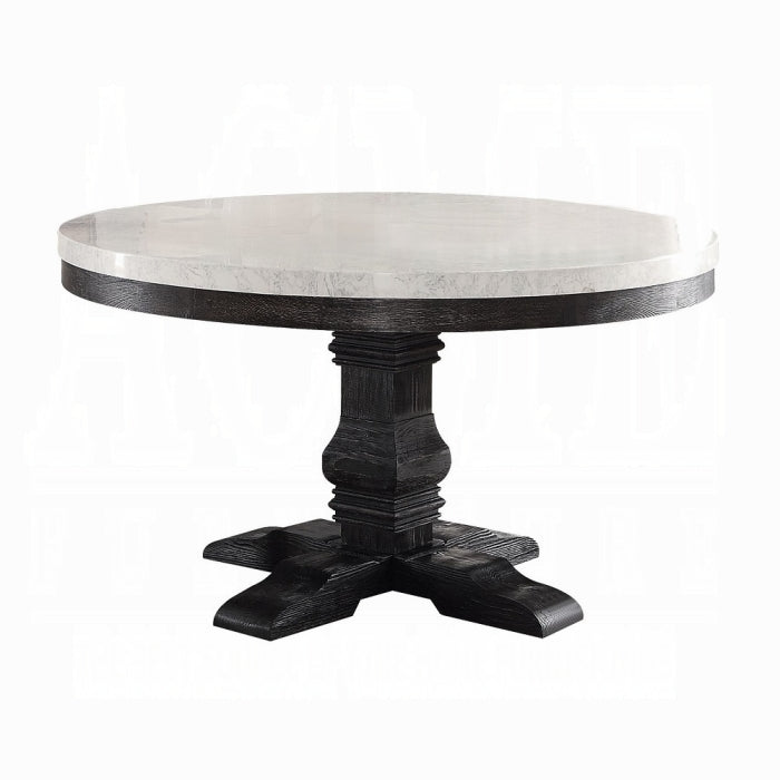 Brand New 5pc White Marble/Salvage Dark Oak Dining Set
