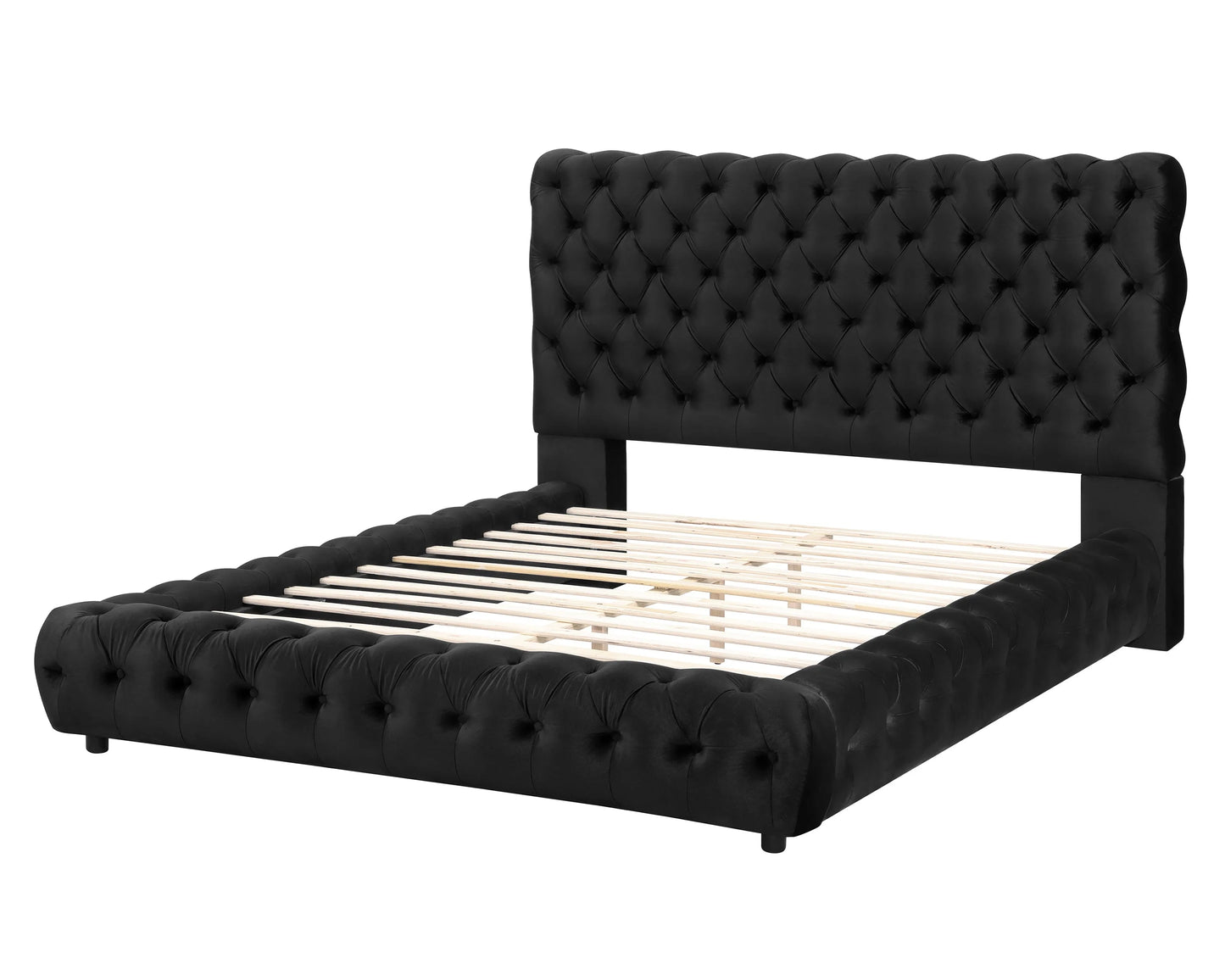 Brand New King or Queen Velvet Platform Bed (Black or Grey)