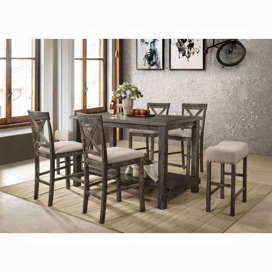 Brand New Weathered Gray 7pc Counter Height Dining Set