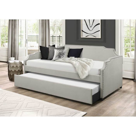 Brand New Light Khaki Linen Fabric Twin Size Daybed With Trundle