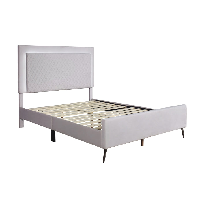 Brand New Grey Fabric Platform Bed w/LED (3 Sizes) (Dark Grey or Light Grey)