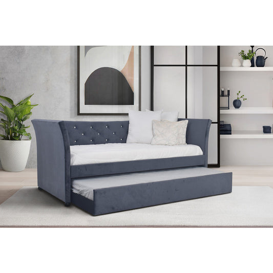 Brand New Twin Size Velvet Fabric Day Bed w/ Trundle (2 Colors)