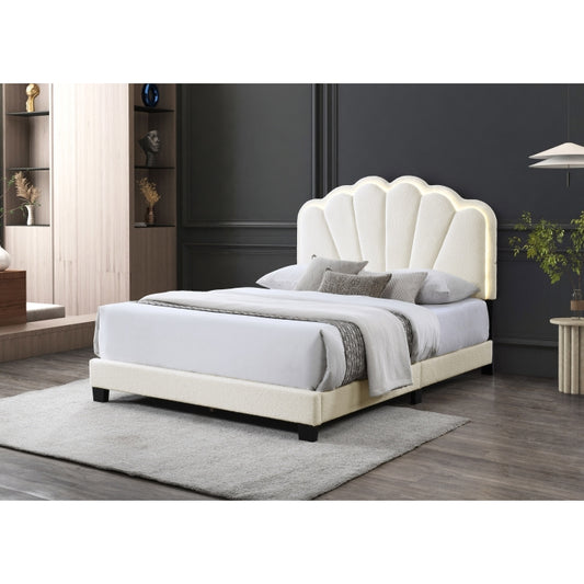 Brand New Bouclé Fabric LED Platform Bed (3 Colors) (4 Sizes)