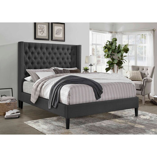 Brand New Grey Linen Fabric Platform Bed