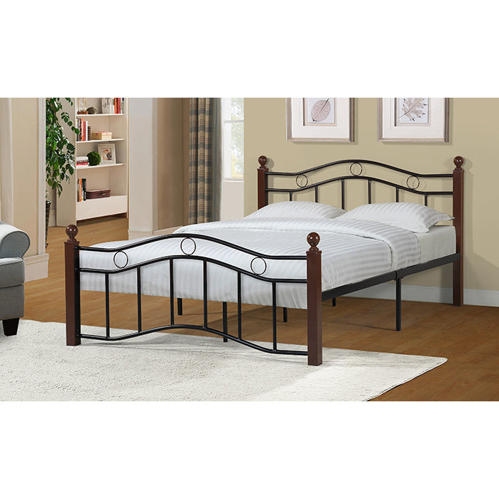 Brand New Metal Bed with Wood Posts (Twin or Full)