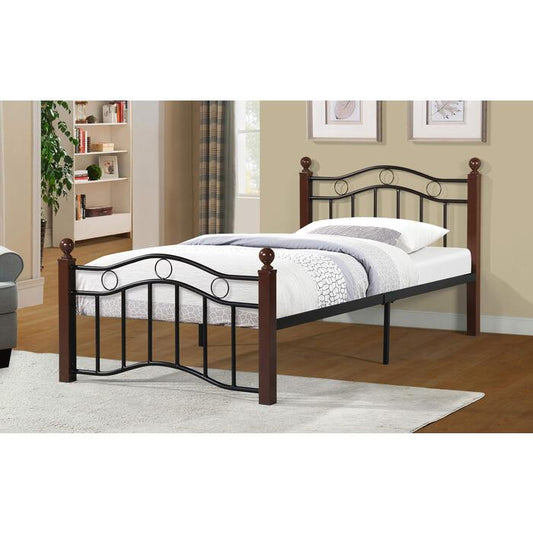 Brand New Metal Bed with Wood Posts (Twin or Full)