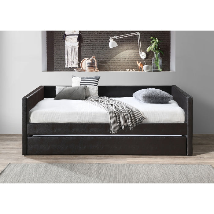 Brand New Dark Brown Faux Leather Twin Size Daybed with Trundle