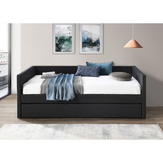 Brand New Charcoal Linen Square Arm Daybed w/ Trundle - TWIN-TWIN