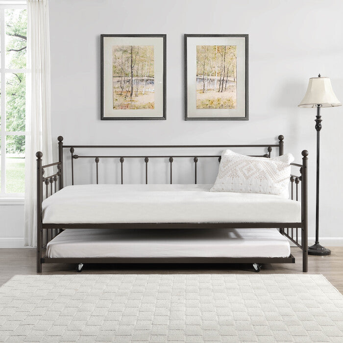 Brand New Victorian Metal Daybed w/ Trundle - TWIN-TWIN (3 Colors)