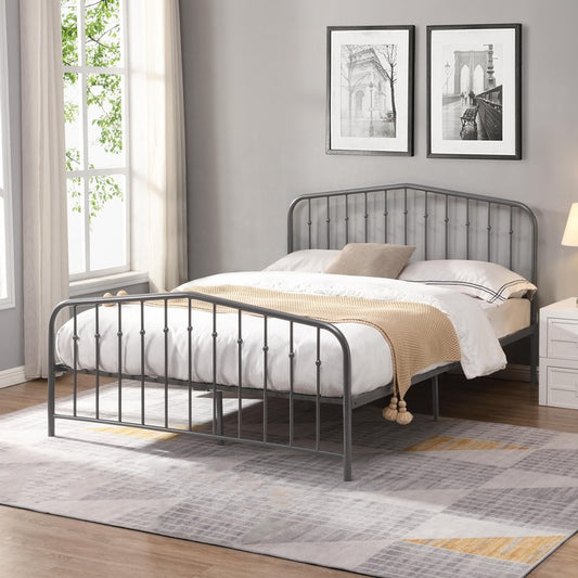 Brand New Gray Vintage Victorian Style Arc Top Metal Platform Bed (3 Sizes)