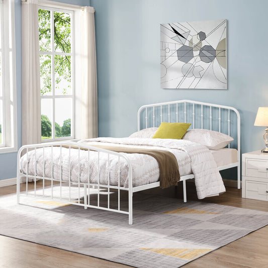 Brand New White Vintage Victorian Style Arc Top Metal Platform Bed (3 Sizes)