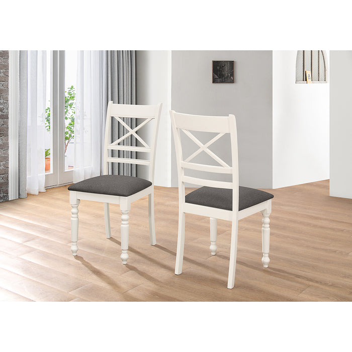 Brand New 2pc Ivory & Grey Two-Tone Wooden Dining Chairs