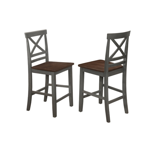Brand New 2pc ANTIQUE GRAY Wooden Counter Height Chairs