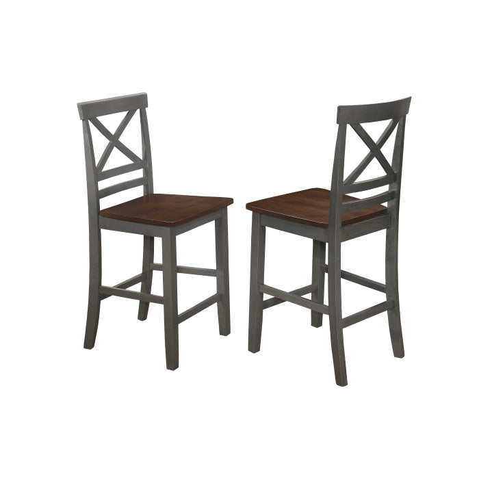 Brand New 7pc ANTIQUE GRAY Wooden Counter Height Dining Set
