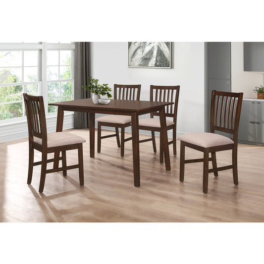 Brand New 5PC Walnut Wooden Dining Table Set