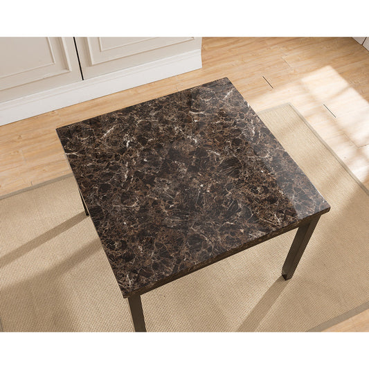 Brand New Brown Top Faux Marble Wooden Square Counter Height Table Only