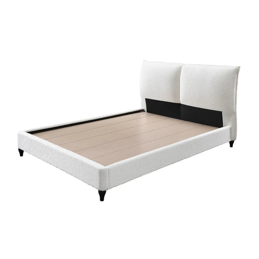 Brand New White Fabric Platform Bed (Queen or King)