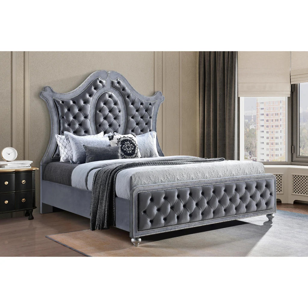 Cameo Glam Upholstered Bed with Wing Headboard (Queen or King)