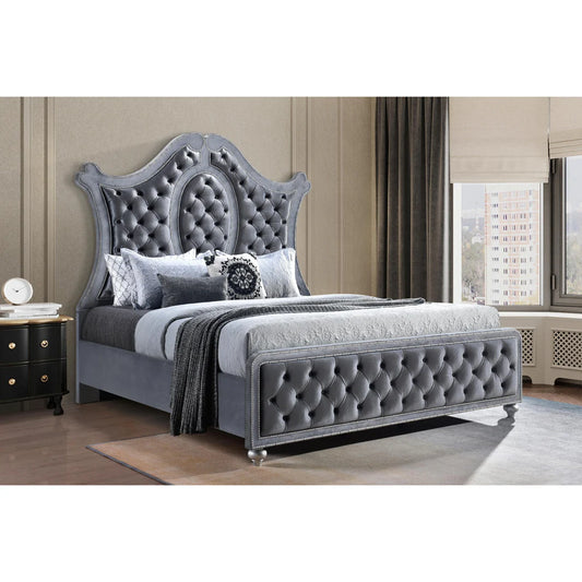 Cameo Glam Upholstered Bed with Wing Headboard (Queen or King)