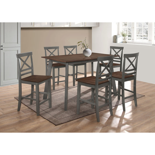 Brand New 7pc ANTIQUE GRAY Wooden Counter Height Dining Set